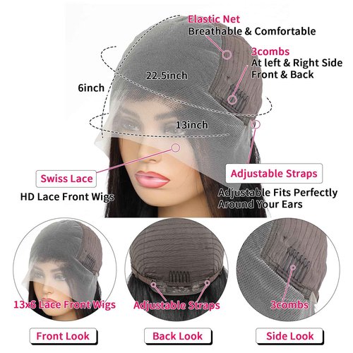 QKOQKO 13x6 Water Wave Lace Front Wigs Human Hair Wigs 10A 250 Density HD Transparent Wet and Wavy Lace Front Wigs Glueless Deep Curly Lace Frontal Wigs Human Hair Pre Plucked for Women（12 Inch）