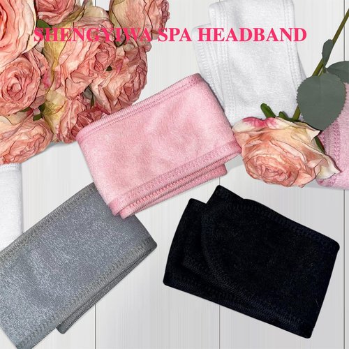 SHENGYIWA 80 Pack Adjustable Spa Headband for Women Non-Slip Facial Hair Wrap for Washing Face, Makeup, Shower, Skincare, and Yoga (Black, 80)