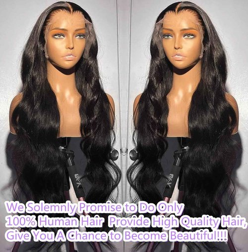 JTMMP 14 Inch 13x6 Lace Front Wigs Human Hair 200% Density Body Wave Lace Front Wig Human Hair HD Transparent Natural Color