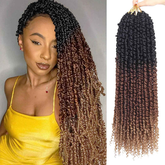 Long Passion Twist Hair Pre-twisted 24 Inch Passion Twist Crochet Hair for Black Women Pre Looped 8 Packs Synthetic Bohemian Twists Curly Ends Hair Extensions 1B-30-27