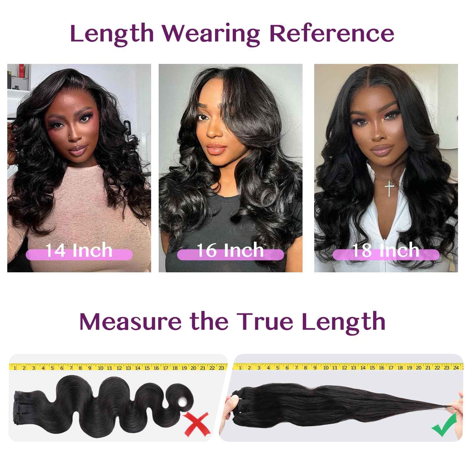 IDN BEAUTY Genius Weft Body Wave Clip In Hair Extensions Human Hair For Black Girl Women, Virgin Hair Longer Lifespan, Invisible Seamless PU Weft Clip Ins, 16 Inch 110g 7Pcs Natural Black