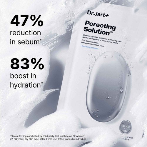 Dr.Jart+ Dermask Porecting Solution Korean Charcoal Face Mask | Sheet Mask for Oily Skin | Korean Skin Care, 15 Pack