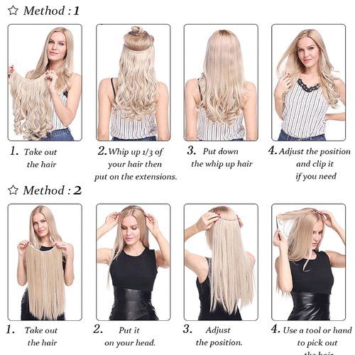 Star Show Wire Hair Extensions Walnut Brown to Ash Brown and Bleach Blonde Remy Natural Straight Hair Extension for Women (20 inch, T4/P10/613)