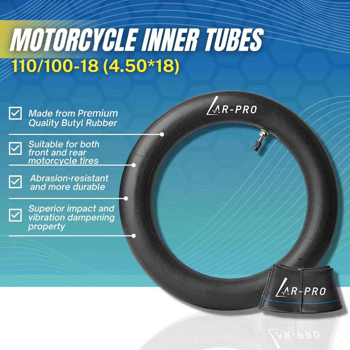 (2-Pack) 110/100-18 (4.50 x 18) Heavy-Duty Motorcycle Inner Tubes - 3mm Thick Butyl Rubber Inner Tubes - TR4 Valve Stems - Designed for Off-Road and Motocross Tires