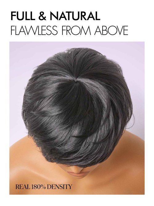 LUVME HAIR Ultra Comfort Throw On & Go Short Pixie Cut with Bangs 5 Inches Skin Friendly Cotton Cap 100% Real Human Hair Glueless Wig Glueless Wig Hair Loss Friendly Full Machine Made 22.5 Wig Cap