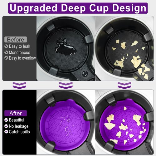 SINGARO Car Cup Holder Coaster, Silicone Cup Holder Insert, Universal Non-Slip Cup Holders, Car Accessories Interior for Women and Man 4 Pack Purple