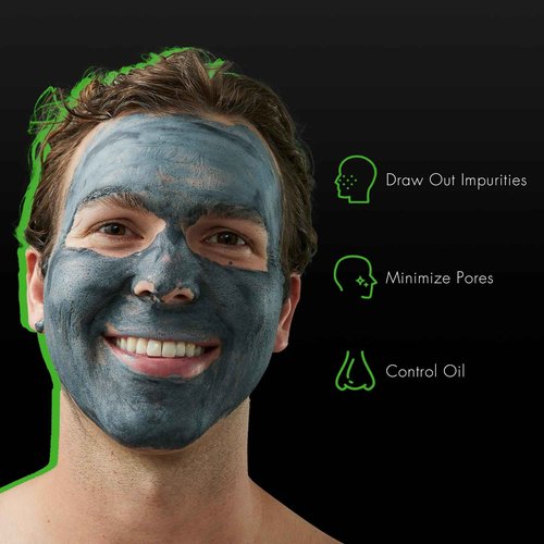 Tiege Hanley Detoxifying Facial Clay Mask for Men, Deep Pore Cleansing Charcoal Face Mask With Natural Kaolin Clay and Aloe, Absorbs Oil & Reduces Appearance of Pores, Men’s Skin Care, 2 Oz, 2 Pack