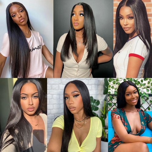 Straight Hair Bundles 18 20 22 Inch Unprocessed 12A Brazilian Virgin Human Hair Weave 3 Bundles Human Hair Extension Double Weft Natural Color Straight Hair Bundles