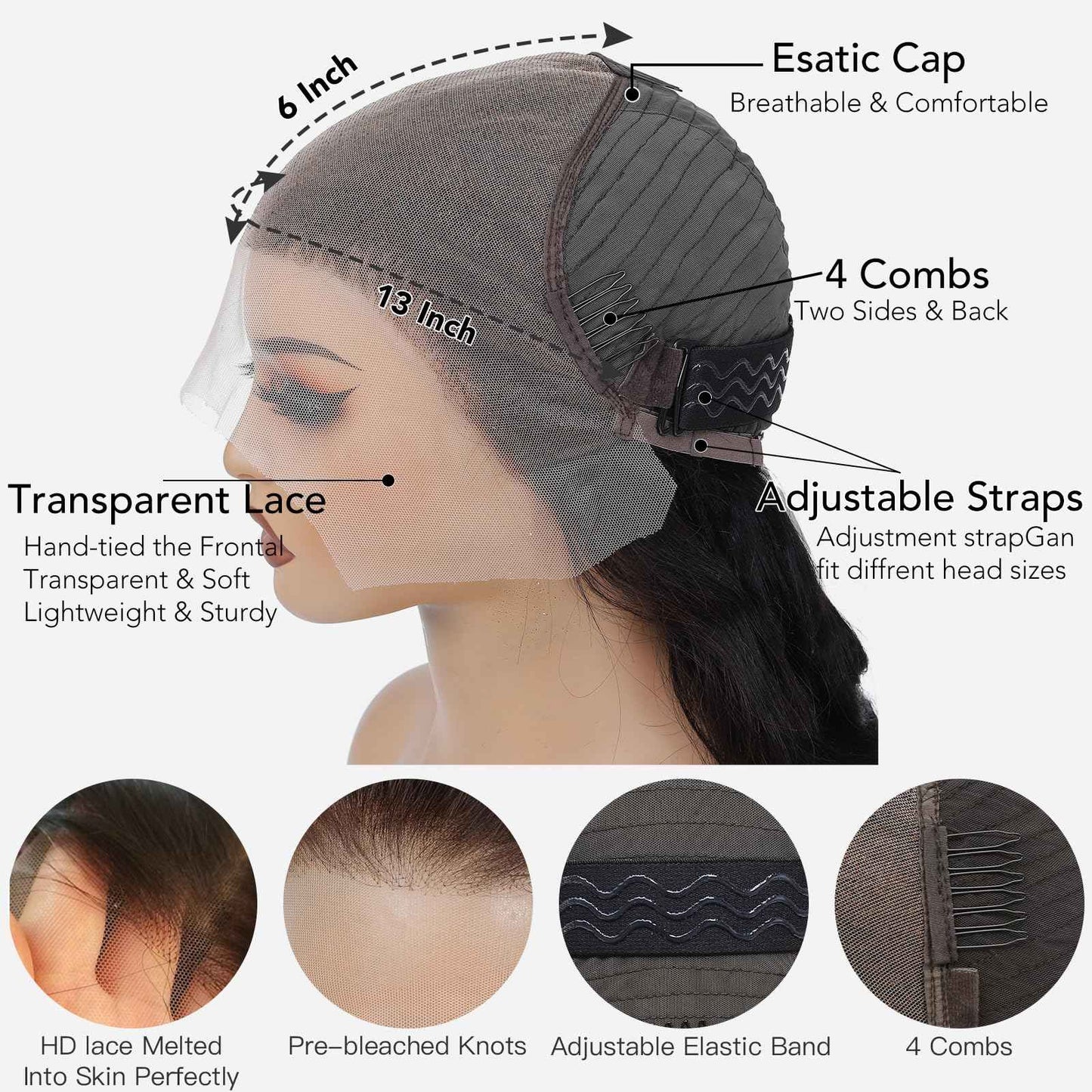 Pevrvfe 13x6 Lace Front Wigs Human Hair Pre Plucked with Baby hair 200 Density Body Wave HD Lace Front Wigs Human Hair 22 Inch Lace Frontal Wigs for Black Women Natural Color Glueless Wig