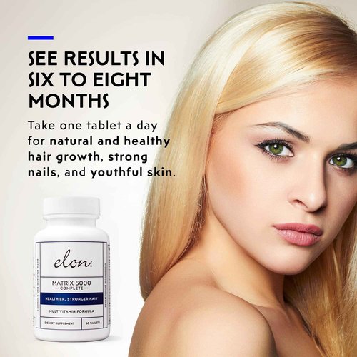 Elon Matrix 5000 Complete Multivitamin — Skin, Hair and Nail Growth Vitamins — Healthy Hair Growth Vitamins for Women & Men — 5000Mcg Biotin Supplement, Pack of 2 (120 Day Supply)