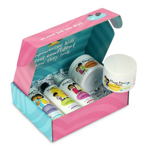 MAYA MARI Kids All-in-One Essential Hair Set | 2 in 1 Kids Shampoo and Conditioner, Curl Cream, Leave-in Conditioner, Hair Gel, & Detangler Spray - 5 Piece Set Haircare