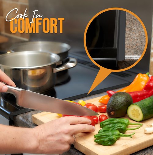 Linda’s Essentials Stove Gap Covers Stainless Steel (2 Pack), 316 Stainless Steel Stove Gap Covers Heat Resistant Oven Gap Filler Seals Spaces Between Stovetop and Counter (25.4 Inches, Black (Steel))