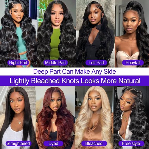 LONREAW Body Wave Lace Front Wigs Human Hair 200 Density 13x6 HD Lace Frontal Wigs Human Hair Pre Plucked Natural Color 20 Inch