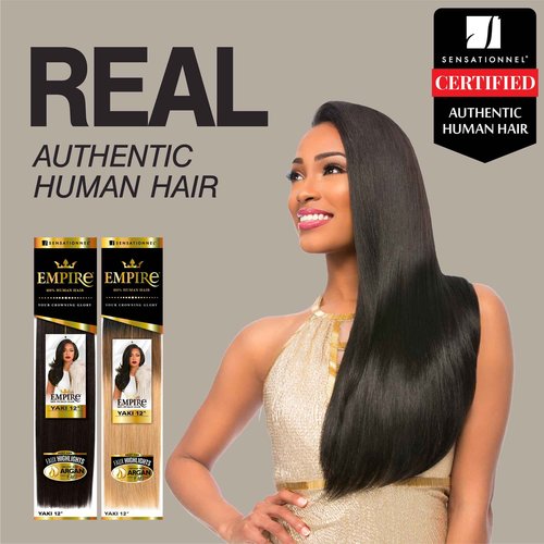 Sensationnel Empire yaki human hair - Tangle Free Weaving for Quick Weave and Sew in Styles for Faux Highlights and Fauxmiddlepart Leave Out - 1 Pack (18 inch, 30 LIGHTAUBURN)