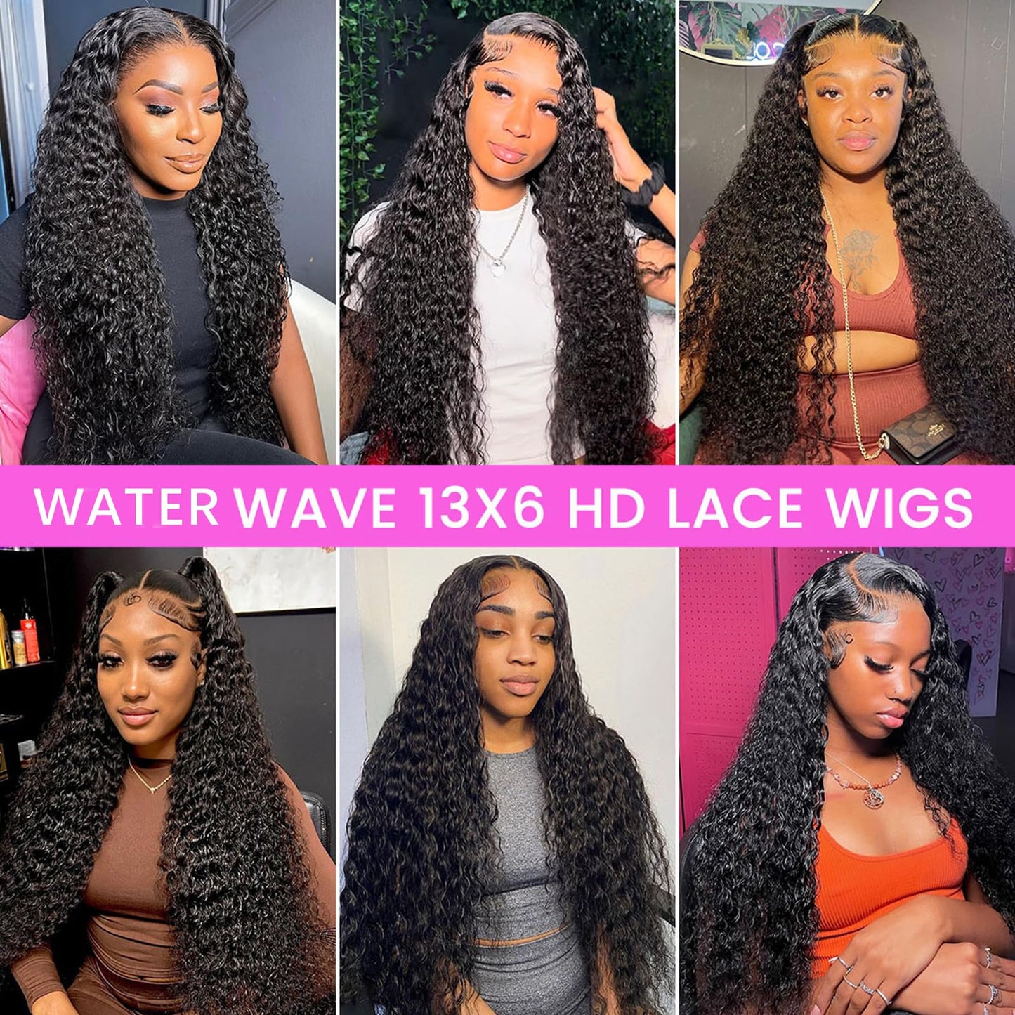InsQueen Water Wave Lace Front Wigs Human Hair Pre Plucked Bleached Knots Wet and Wavy 13x6 HD Lace Frontal Wigs for Black Women 200% Density Brazilian Remy Human Hair (Water Wave Wig, 24 Inch)