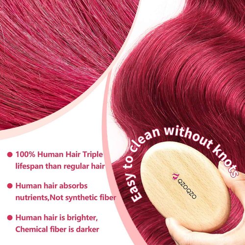 QZOQZO 28 Inch 99j Burgundy Lace Front Wigs Human Hair Red Burgundy Wig 180% Density 13x6 Body Wave Lace Front Wigs Pre Plucked Glueless Lace Front Wigs Human Hair for Women