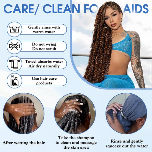 Human Braiding Hair for Boho Braids Human Hair 120g 24Inch Curly Boho Hair for Braiding Knotless 12A Deep Water Wave Boho Braids 3 Bundles/Pack Caramel Honey Blonde