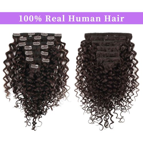 Sassina Natural Wave Clip in Extensions Human Hair Thick Remy Hair Extensions Clip ins Dark Brown Double Weft Brazilian Human Hair Extensions Full Head for Women 7Pcs 120G 22 Inch