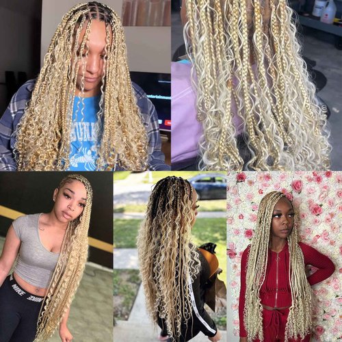 613 Blonde Braiding Hair - 18 Inch, 100g, 2 Bundles, Deep Water Wave, Bulk, No Weft, Micro Braiding Hair for Boho Braids, Wet and Wavy Human Hair Extensions