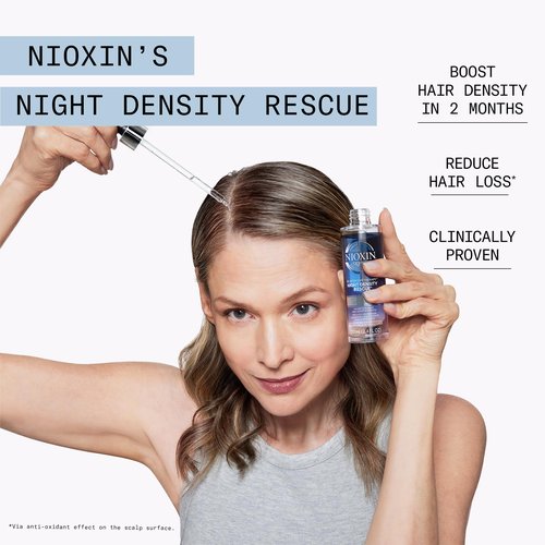 Nioxin System Kit 1, Cleanse, Condition, & Treat the Scalp for Thicker & Stronger Hair, 3 Month Supply + Night Density Rescue, Overnight Leave-in Antioxidant Serum for Hair Density Thickness
