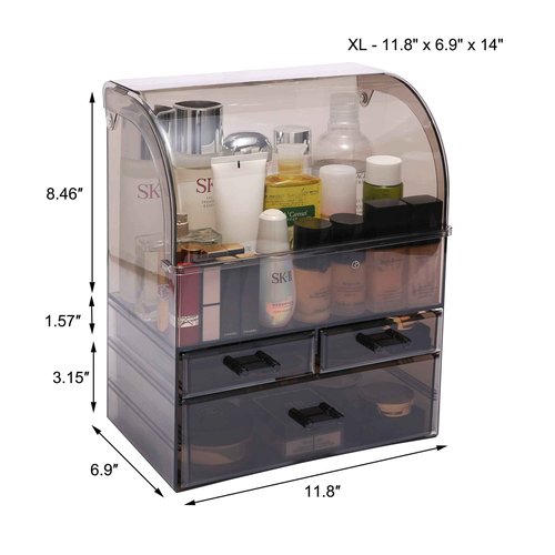 MOOCHI Professional Large Cosmetic Makeup Organizer Dust Water Proof Cosmetics Storage Display Case with Drawers