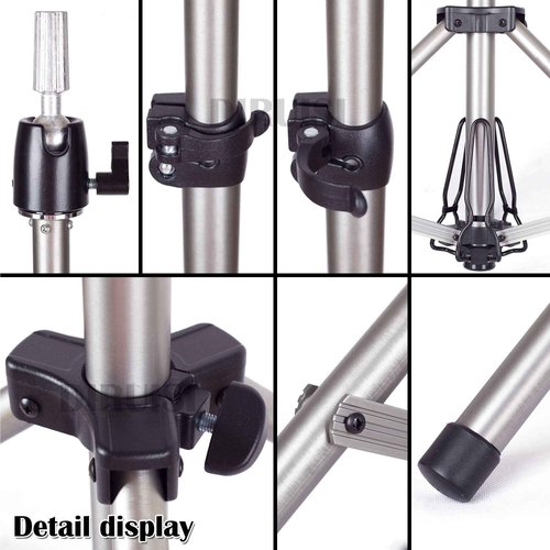 DIRUISI Reinforced Wig Stand Tripod Mannequin Head Stand Adjustable Wig Head Stand Holder for Cosmetology Hairdressing Training with Carrying Bag (Silver)