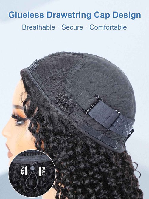 Ashart Kinky Curly Half Wig Human Hair 3-in-1 Flip Over, Headband & Drawstring Half Wigs for Black Women, 18 Inch, Seamless Glueless Wear & Go, Beginner Friendly, 180% Density Natural Curly Volume