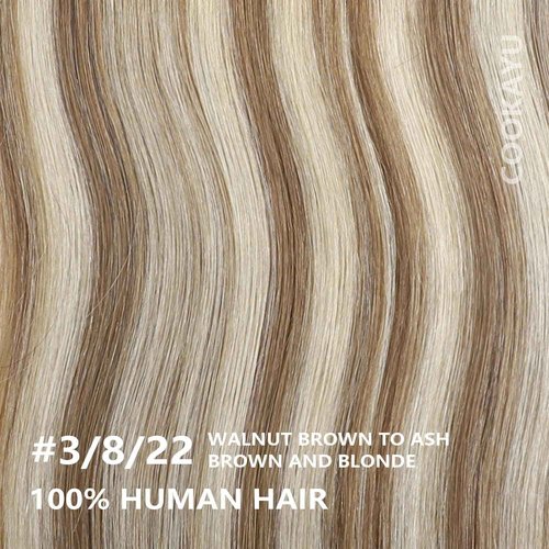 COOKAYU Clip in Hair Extensions Real Human Hair, 20inch 120g 7Pcs 3/8/22 Walnut Brown to Ash Brown and Blonde Hair Extensions Clip in Human Hair Thick Silky Straight Extensions