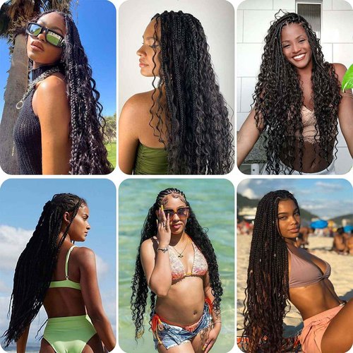 Human Braiding Hair for Boho Braids Human Hair Water Wave 26 Inch 2 Bundles 100g Wet and Wavy Human Hair for Boho Knotless Braids Bulk Boho Human Hair Extensions (Natural color, 26 inch)