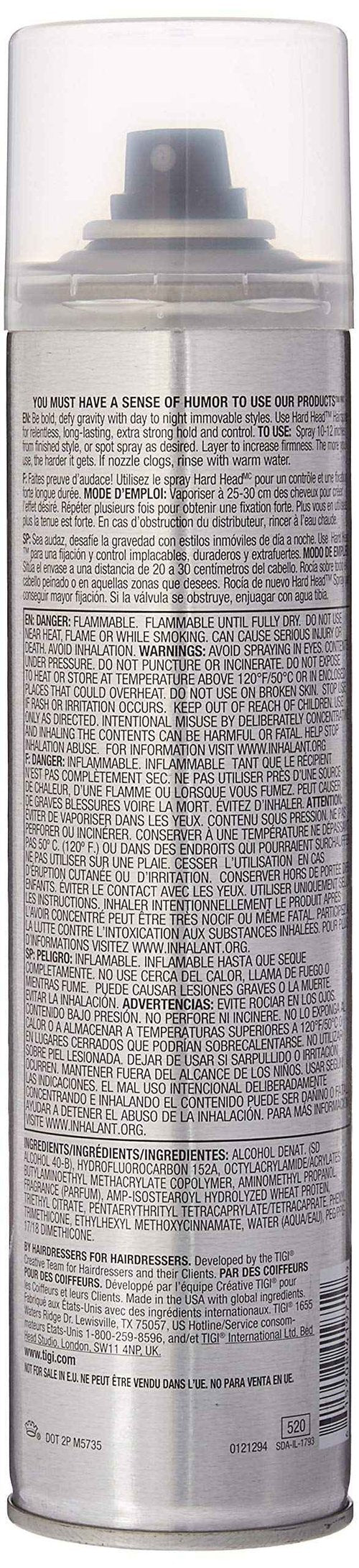 Bed Head Hard Head Spray TIGI Hair Spray Unisex 10 oz (Pack of 2)