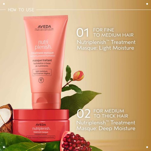 Aveda Nutriplenish Treatment Masque Deep Moisture | Intense Deep Conditioning Masque for Dry, Brittle Hair | Organic Pomegranate Oil, Coconut Oil, Mango Butter | 96% Naturally Derived*, 6.7 Fl Oz