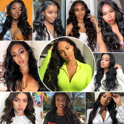OiMiGO Natual Black Body Wave HD Lace Front Wigs Human Hair,180% Density Pre Plucked 13x6 Transparent Bleached Knots Wigs Brazilian Human Hair Lace Frontal Wigs Human Hair for Women (20Inch)
