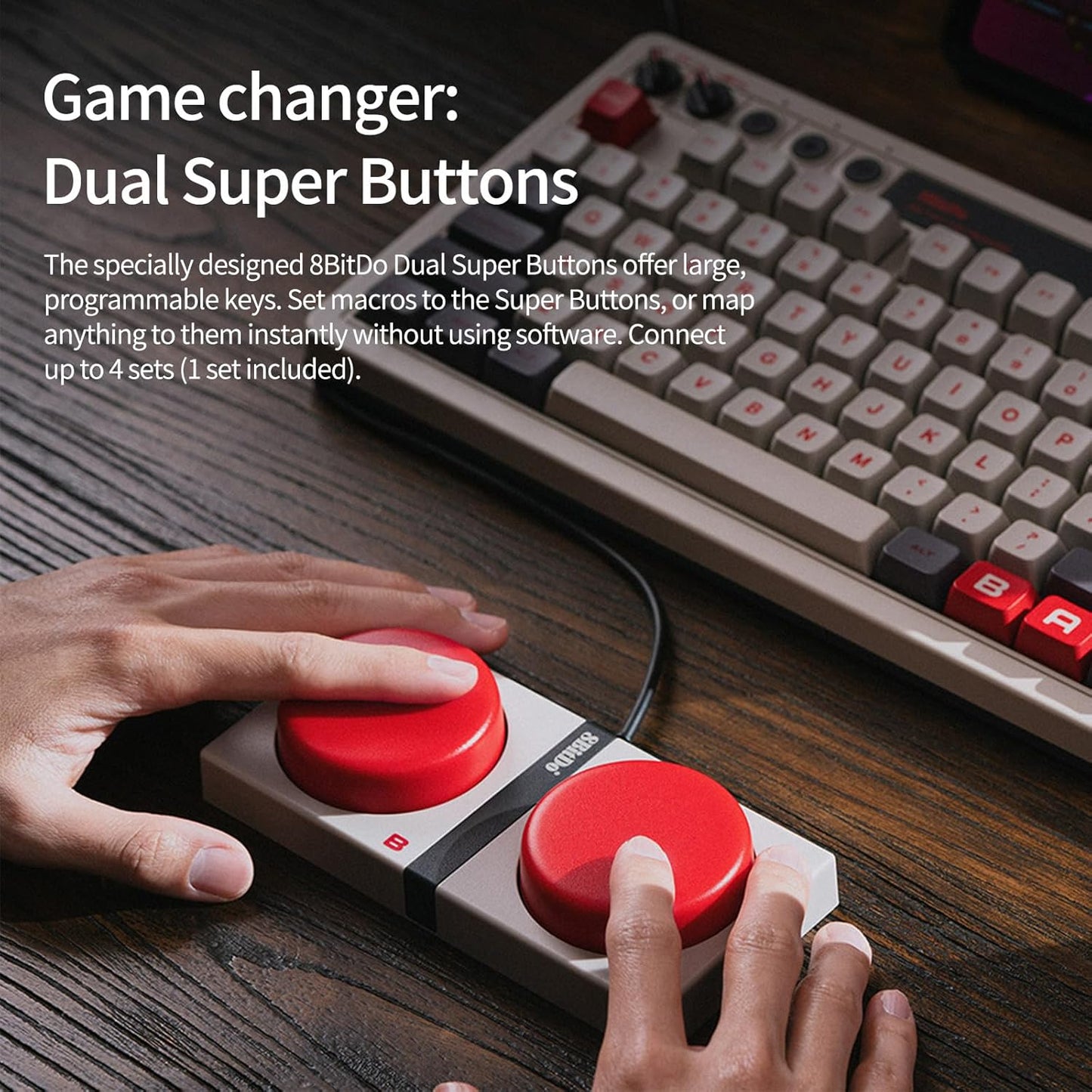 AKNES 8BitDo Retro 108 Mechanical Keyboard, Hot Swappable Gaming Keyboard with 108 Keys&Integrated Numpad, Dual Super Buttons, Bluetooth/2.4G/USB-C Keyboard for Windows & Android - N Edition
