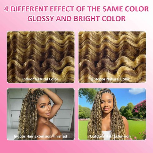 MSCATHY 4/27# Human Braiding Hair for Boho Braids 100g Color 4/27# Bulk Deep Wave Human Hair for Braiding Ombre Blonde Brown Highlight 100% Brazilian Human Hair 18inch for Boho Braids 12A