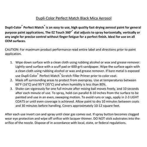 Dupli-Color EBMZ11597 Perfect Match Automotive Spray Paint 8 oz. Aerosol Can Intended For Mazda Black Mica Metallic, 16W