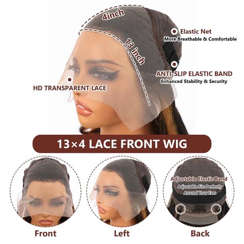 Highlight Ombre Lace Front Wig Human Hair Body Wave Lace Front Wigs Human Hair Pre Plucked 13x4 1B/30 HD Lace Frontal Highlight Wig 20 Inch Colored Balayage Wig 180% Density Glueless Wigs for Women