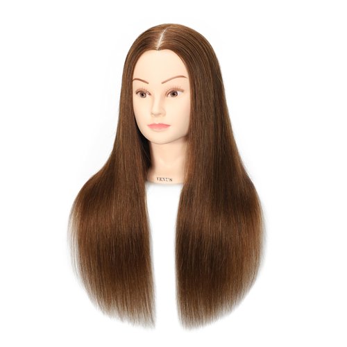 Headdoll 100% Human Hair Mannequin Head Hair Styling Training Head Cosmetology Manikin Head Doll Head for Hairdresser with Free Stand