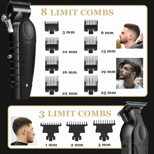 KEMEI Professional Hair Clippers, Hair/Beard Trimmer, Eletric Shaver Set for Men, Cordless Beard Trimmer, Rechargeable Barber Clippers, USB Fade Clipper Haircutting Kit, KM-2299, KM-2296, KM-2024