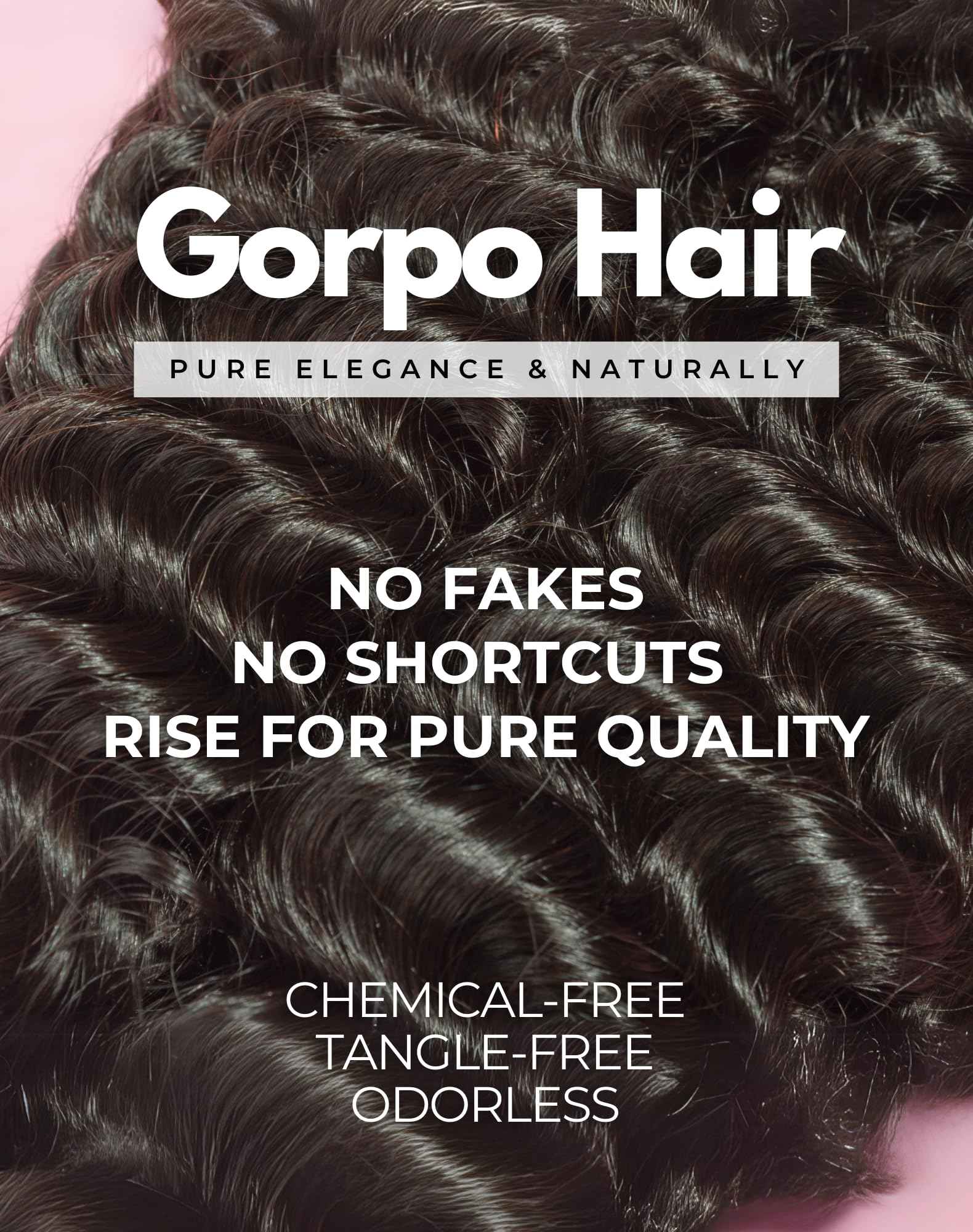 Gorpo 28 Inch Deep Wave Lace Front Wigs Human Hair, 13x6 HD Wet and Wavy Lace Front Wigs, Curly Human Hair Wig, 180 Density Deep Wave Wig, Pre Plucked & Glueless, Natural Color