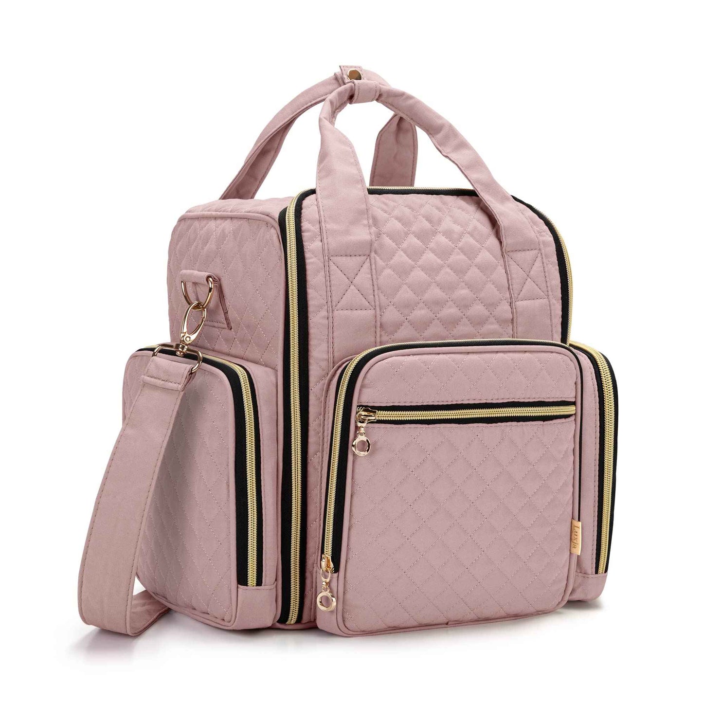 LUXJA Nail Polish Organizer Holds 72 Bottles, Nail Polish Case with 3 Removable Bags and Tools Storage Pockets (Patent Pending), Pale Rose