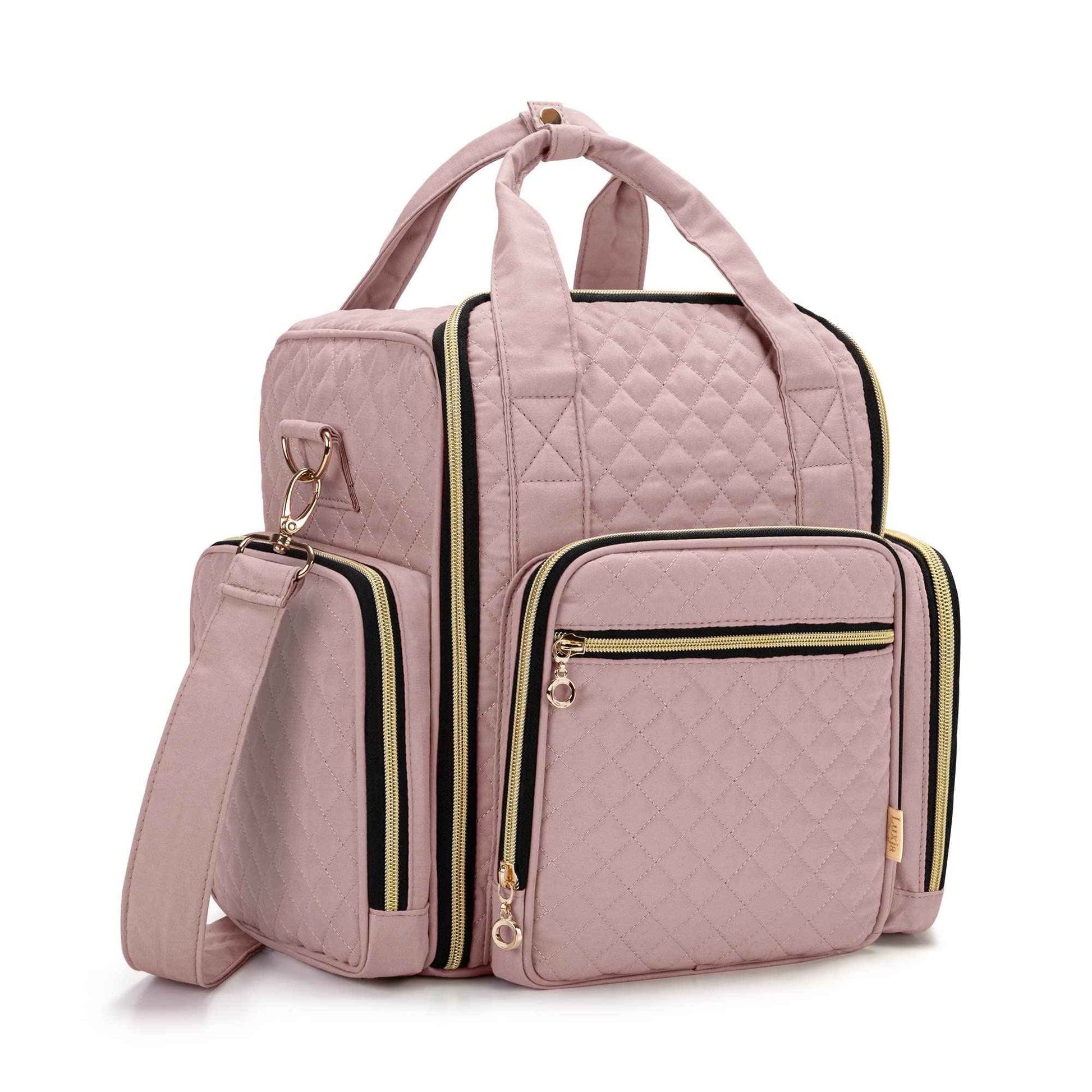 LUXJA Nail Polish Organizer Holds 72 Bottles, Nail Polish Case with 3 Removable Bags and Tools Storage Pockets (Patent Pending), Pale Rose