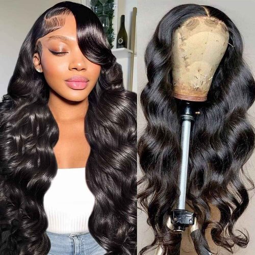 Closure Wigs Human Hair Body Wave 5x5 HD Lace Closure Wigs Human Hair Pre Plucked with Baby Hair 180% Density Brazilian Virgin Human Hair Wigs for Black Women Natural Color (Body Wave Wig, 24 Inch)