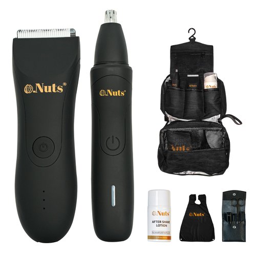 My Nuts Grooming Kit with Ball Trimmer, Skin-Safe Ball Trimmer Men, Precision Ball Shavers for Men with Travel Case, Waterproof, Powerful & Portable