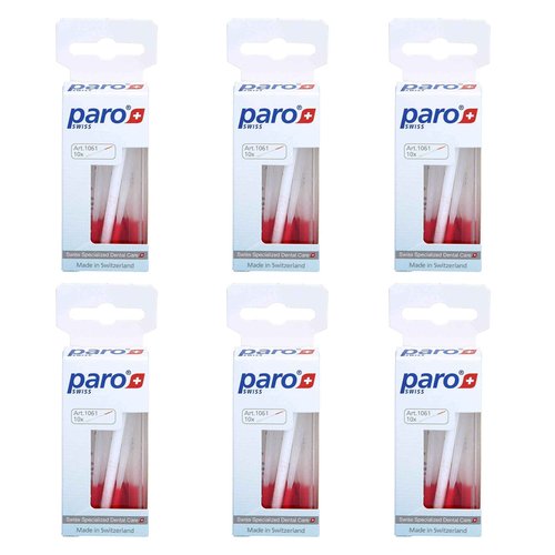 Paro Brush Stick | Interdental Brush Between Teeth, Implants and Braces, Flossing Interdental Tool for Tooth Cleaning | (1 x 10 St) - 6 Pack