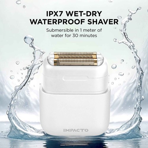 COCCO IMPACTO Shaver, Hygienic Gold Foil Triple Blade, White, Wet & Dry Use, Magnetic Replaceable Head, Intelligent Accelerator, 90 Min Run Time (White)