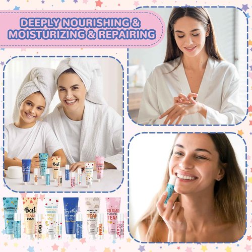 Dansib 48set/192pcs Best Team Ever Gifts Christmas Bulk Gifts for Coworkers Women Employee Appreciation Gift Christmas Party Favors Xmas Stocking Stuffers Items Travel Hand Lotion and Lip Balm Set