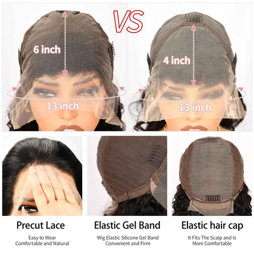 Anderah 28 Inch 13x6 Body Wave Lace Front Wigs Human Hair 13x6 HD Lace Glueless Human Hair Wig Pre Plucked Natural Hairline Brazilian Human Virgin Hair Long Black Body Wave Wig for Women 180% Density