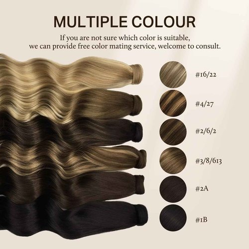 DOORES Hair Extensions Ponytail Extensions Human Hair Balayage Dark Brown to Chestnut Brown 18 Inch 80g Wrap Around Ponytail Remy Hair Extensions Clip in Straight with Magic Paste Heat Resistant