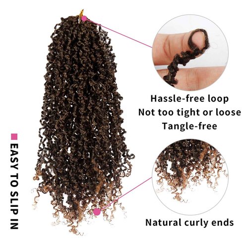 Yanky Twist Crochet Hair 9 Packs (270 Strands Total) 12 Inch Mini Twisted Crochet Hair,Synthetic Spring Twist Hair Short Passion Twist Hair Extensions For Women(1B30)