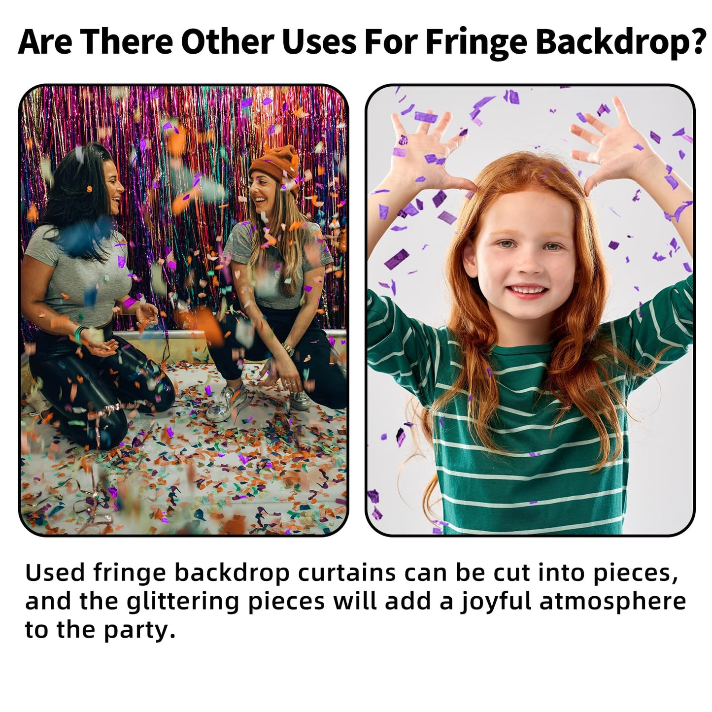 2 Pack Purple Tinsel Backdrop Party Decorations 3.3x8.2ft, Foil Fringe Curtains Door Streamers for Birthday Balloons Decor, Purple Backdrop for Wedding Baby Shower Graduation Christmas Halloween